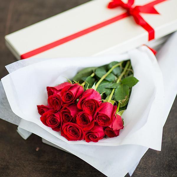 Boxed Premium Roses + Chocolates