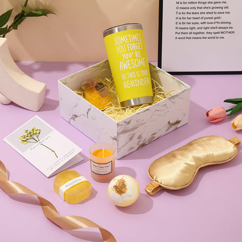 Sun-Kissed Moments Bath Gift Set – 6Pc Spa Kit with Candle, Mug & More