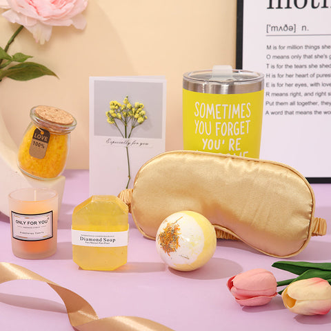 Sun-Kissed Moments Bath Gift Set – 6Pc Spa Kit with Candle, Mug & More