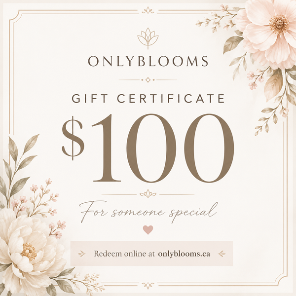 OnlyBlooms.ca Gift Certificate – $100 Gift Card