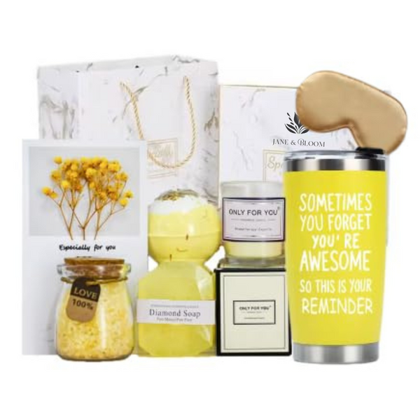 Sun-Kissed Moments Bath Gift Set – 6Pc Spa Kit with Candle, Mug & More
