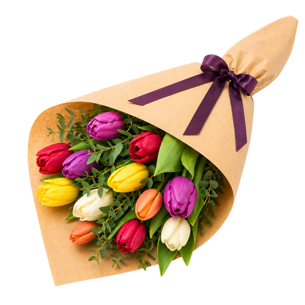 15 mixed tulips (wrapped)